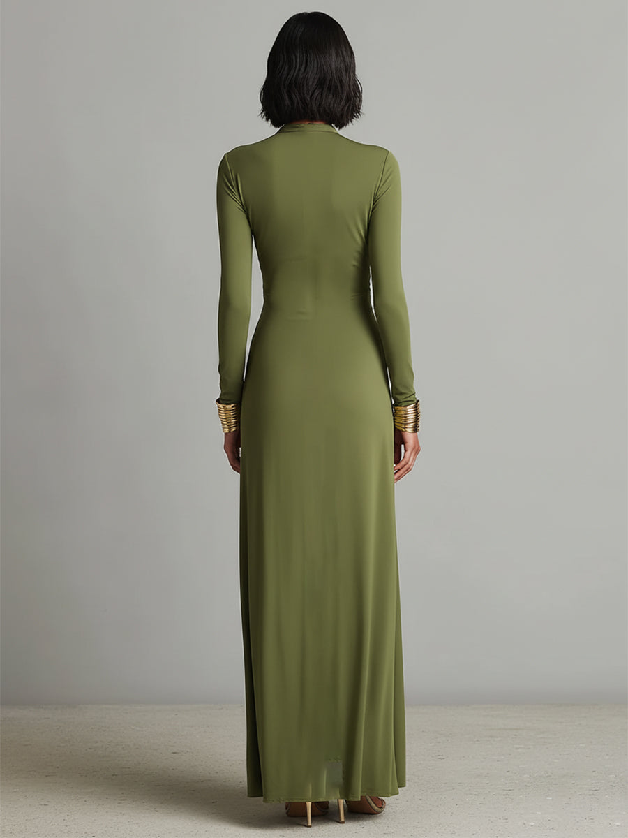 Genobeva | Vestido Maxi de Seda con escote en V profundo