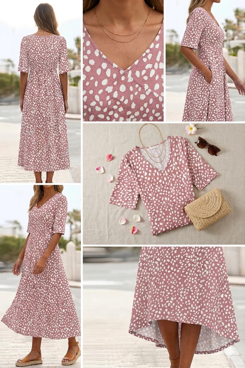 Isabela | Vestido midi de lunares elegante