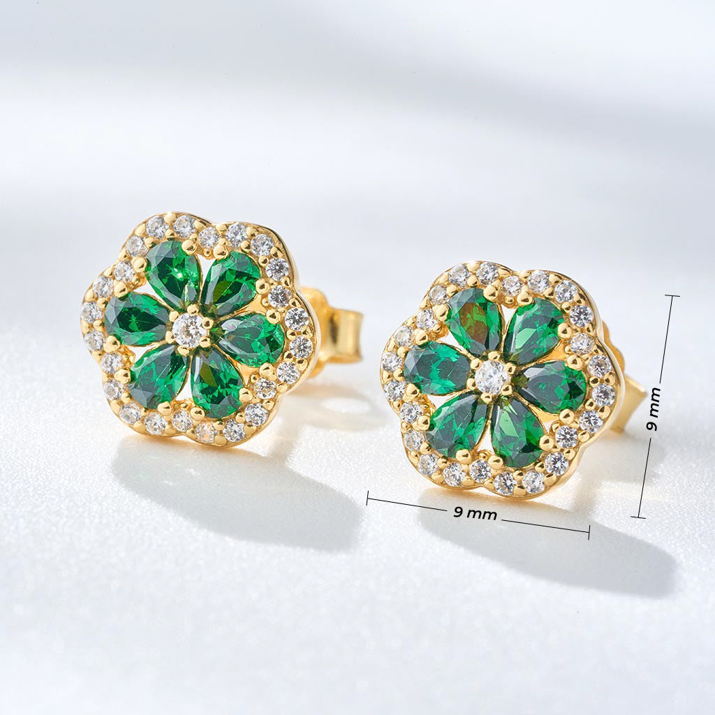 Aretes Daisy Esmeralda - Pendientes con Esmeralda en Diseño Floral