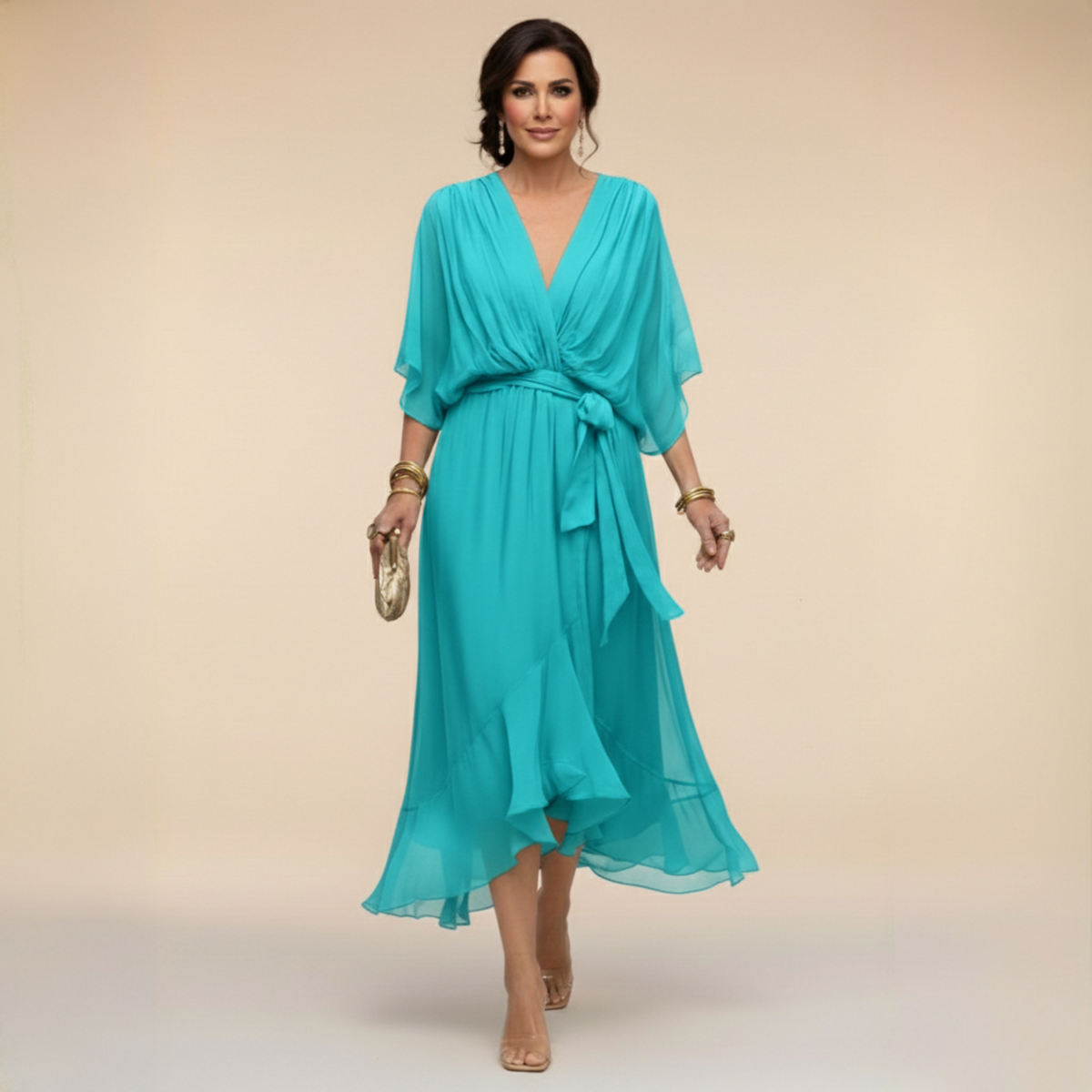 Martina | Vestido de mousseline con escote en V