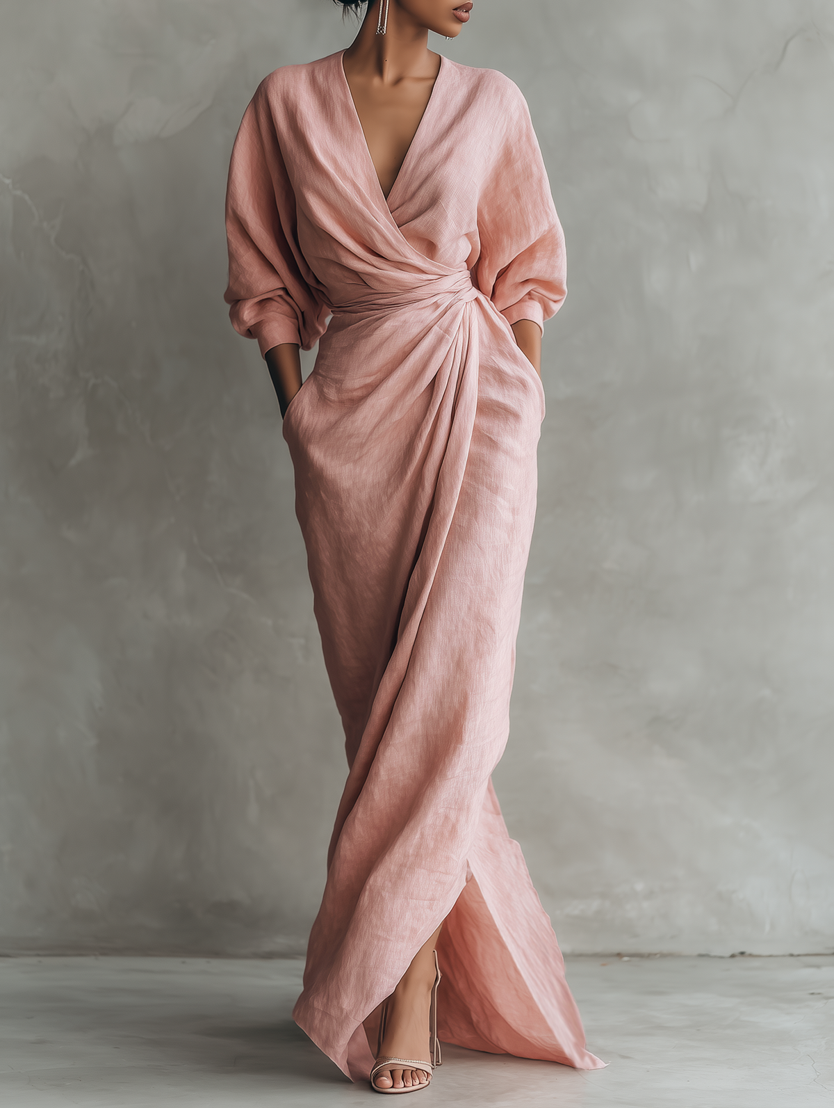 Zahira | Vestido Maxi de Lino con Escote en V