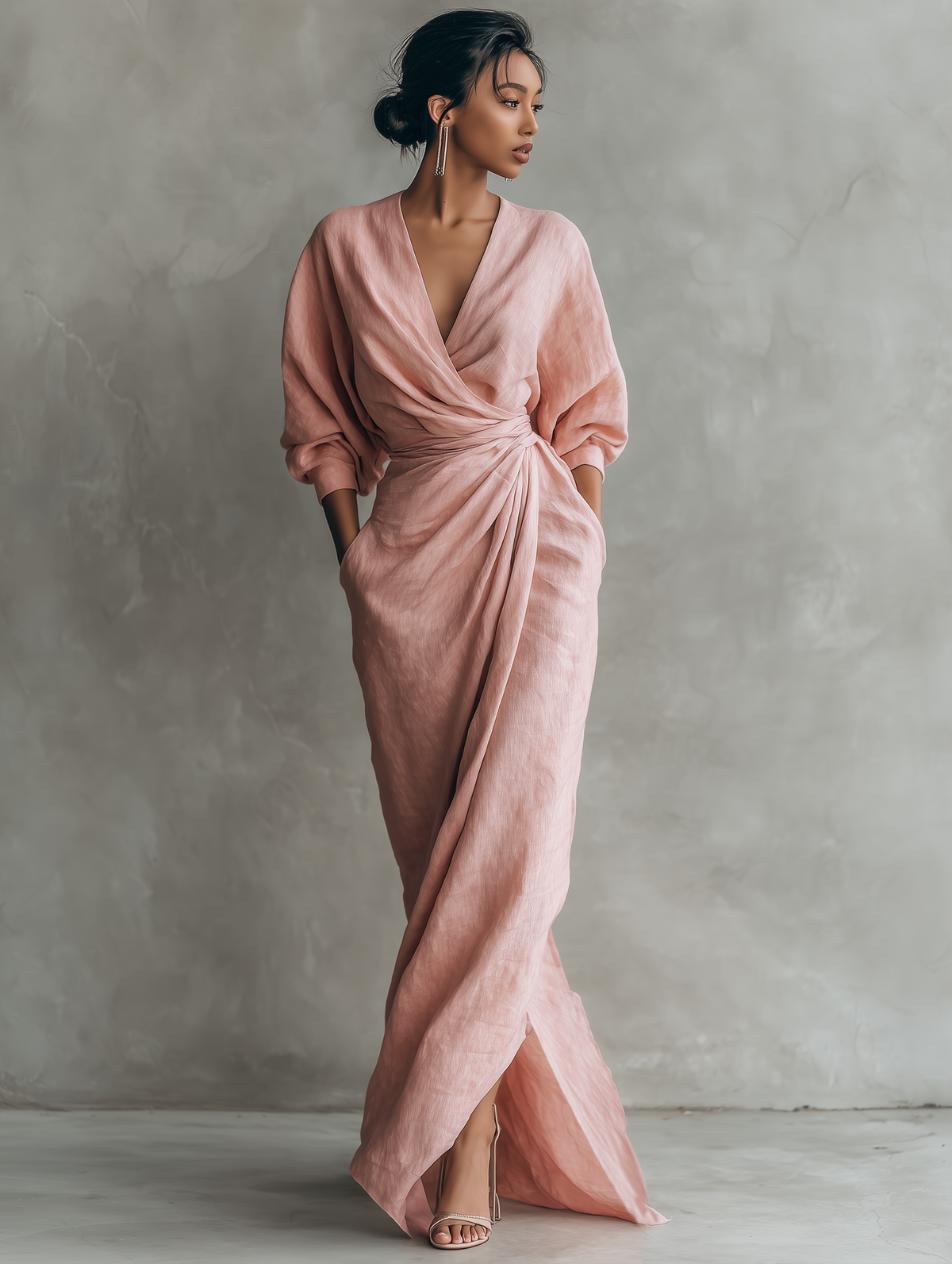 Zahira | Vestido Maxi de Lino con Escote en V