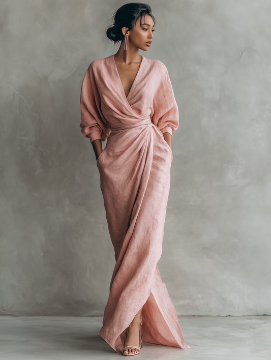 Zahira | Vestido Maxi de Lino con Escote en V