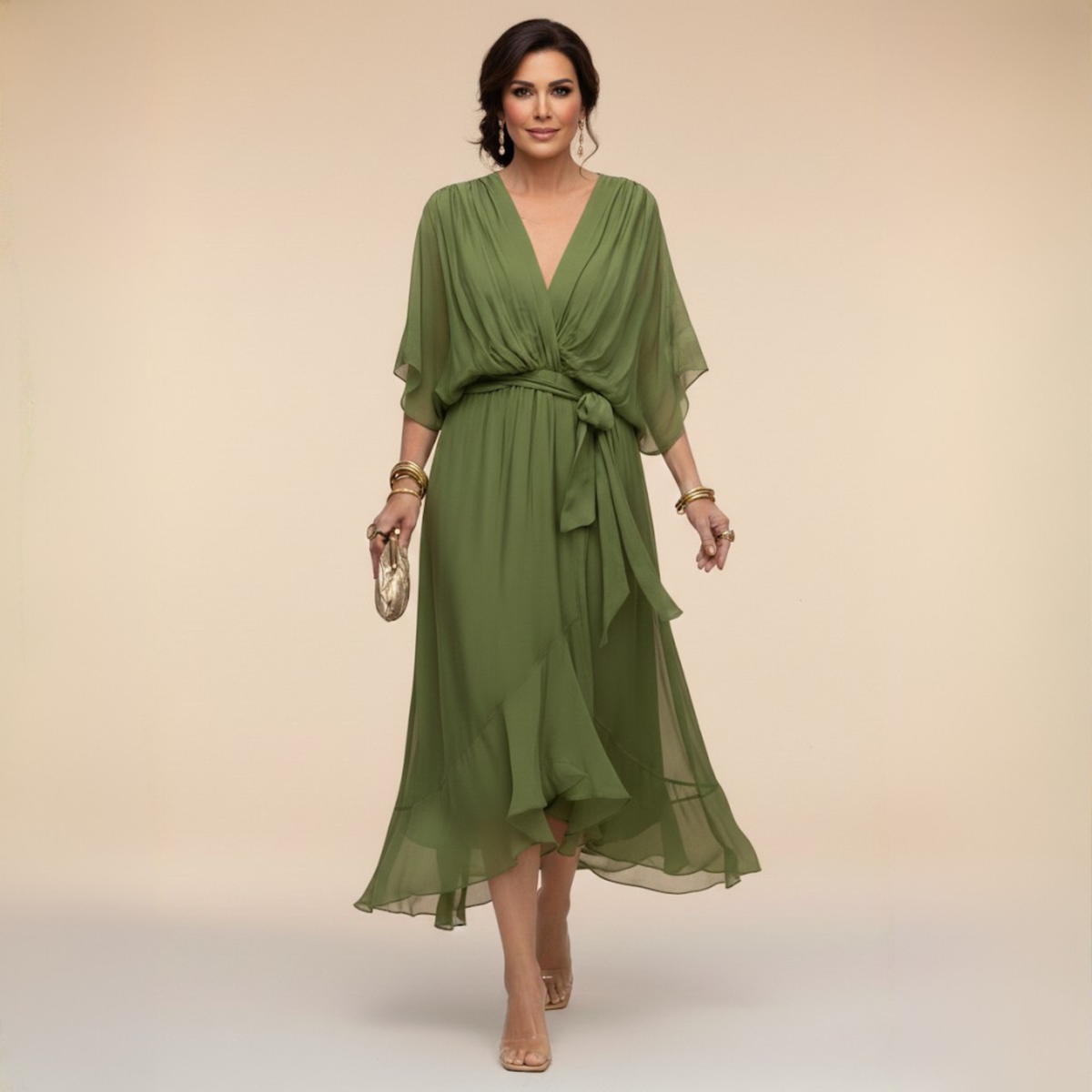 Martina | Vestido de mousseline con escote en V