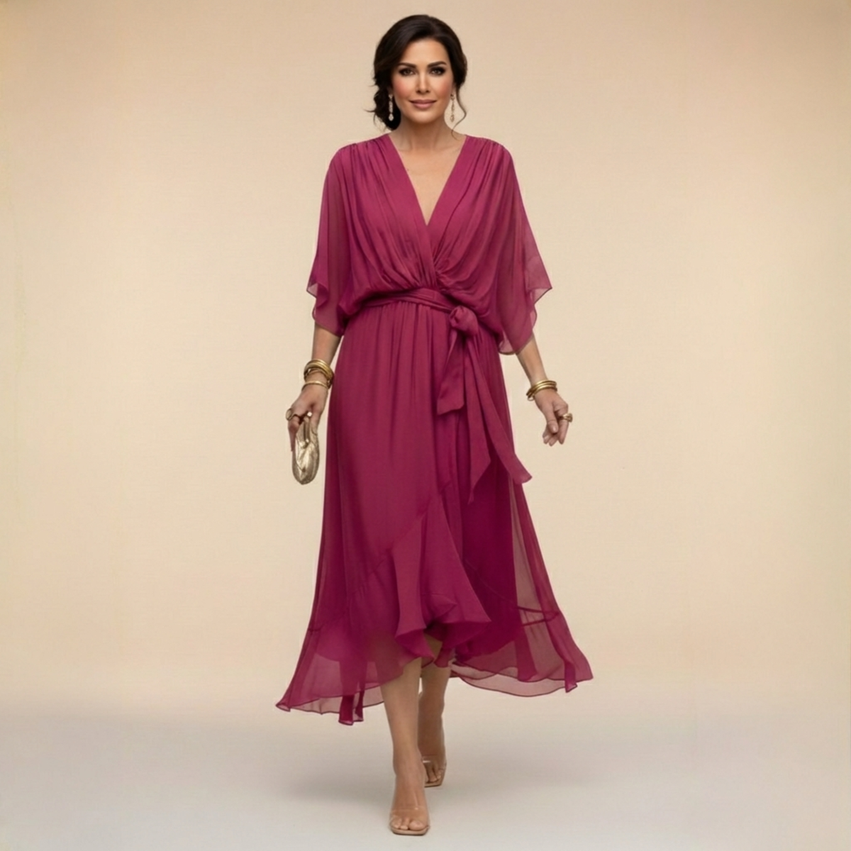 Martina | Vestido de mousseline con escote en V