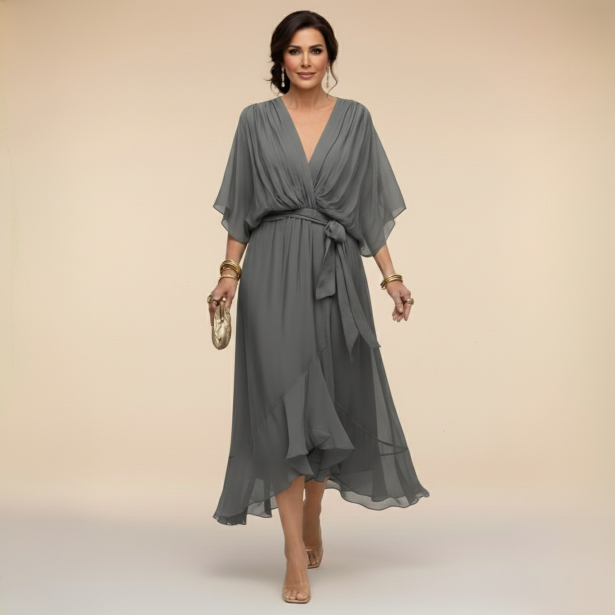 Martina | Vestido de mousseline con escote en V