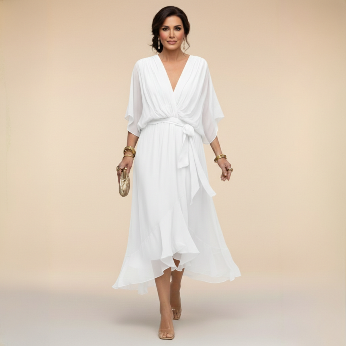 Martina | Vestido de mousseline con escote en V