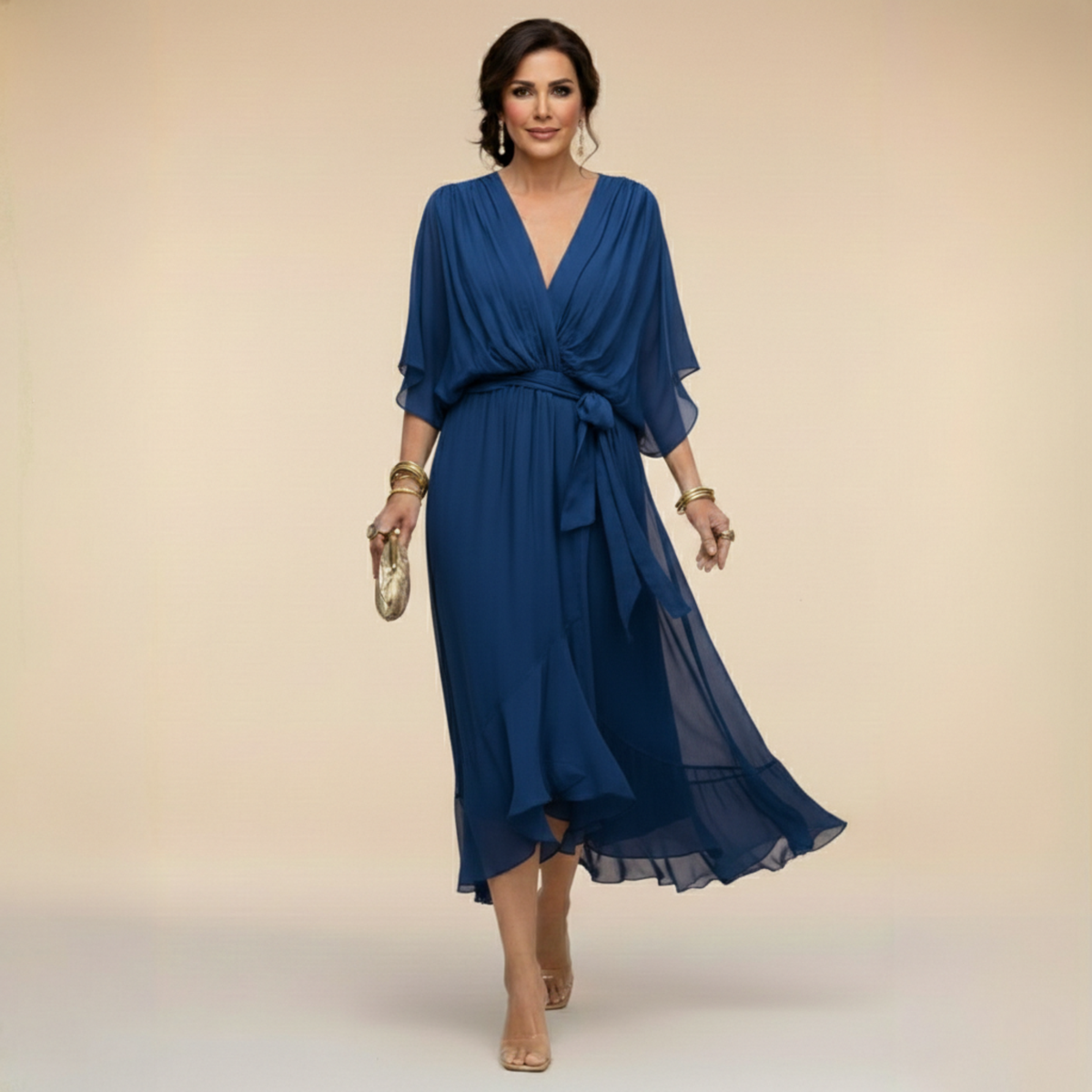 Martina | Vestido de mousseline con escote en V