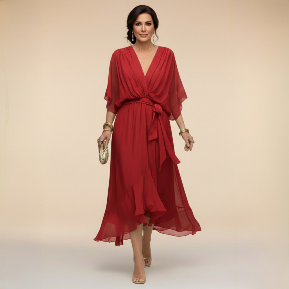 Martina | Vestido de mousseline con escote en V