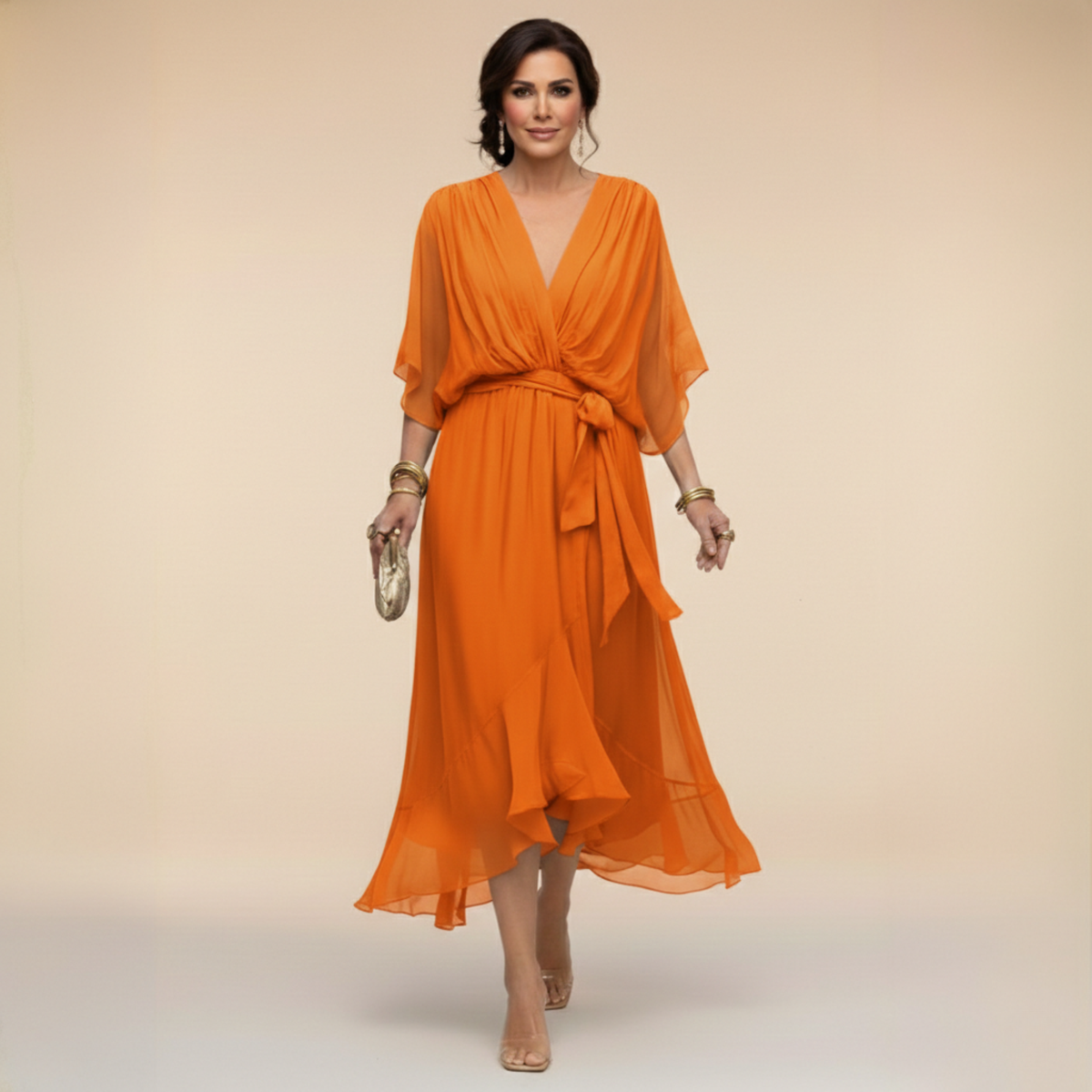 Martina | Vestido de mousseline con escote en V