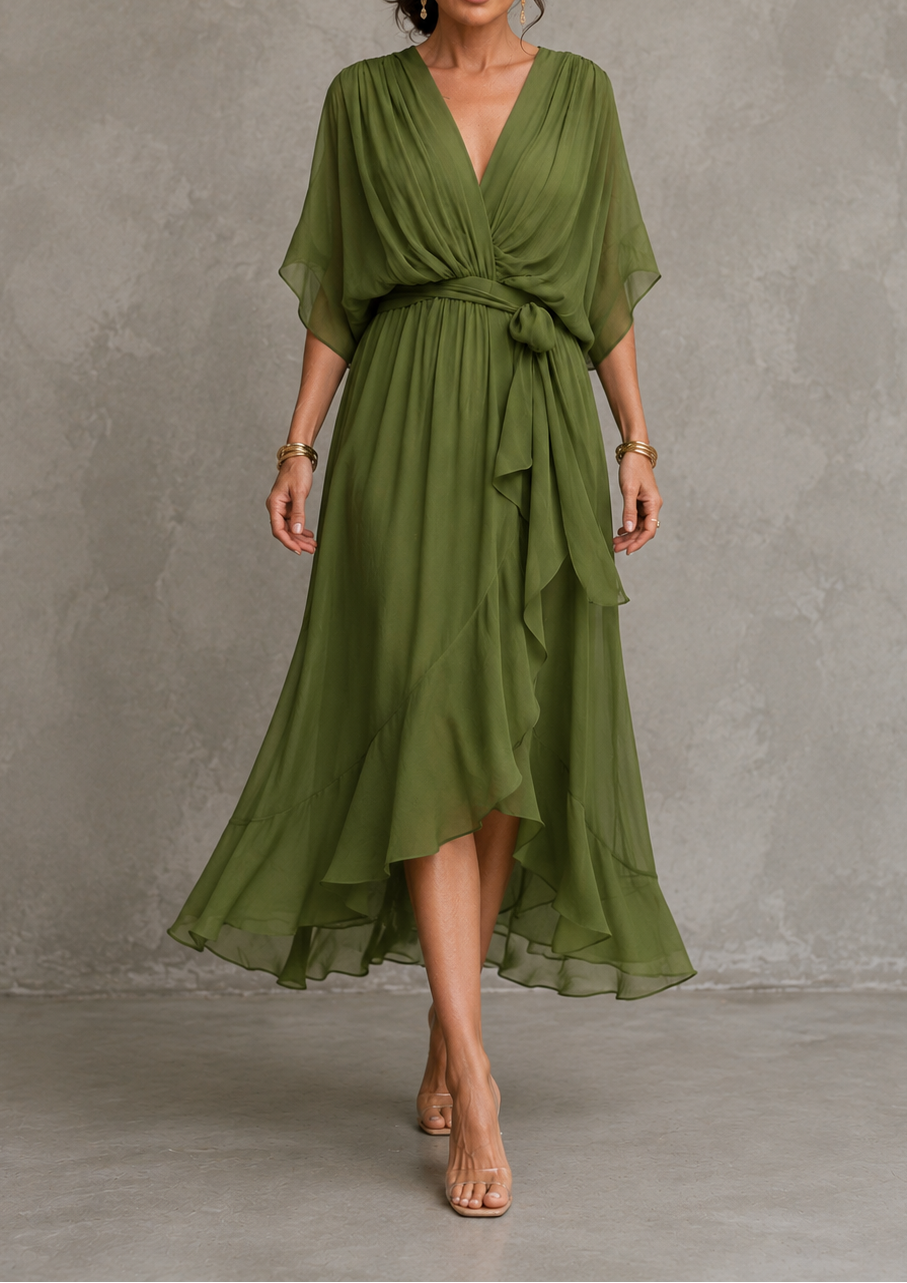 Martina | Vestido de mousseline con escote en V