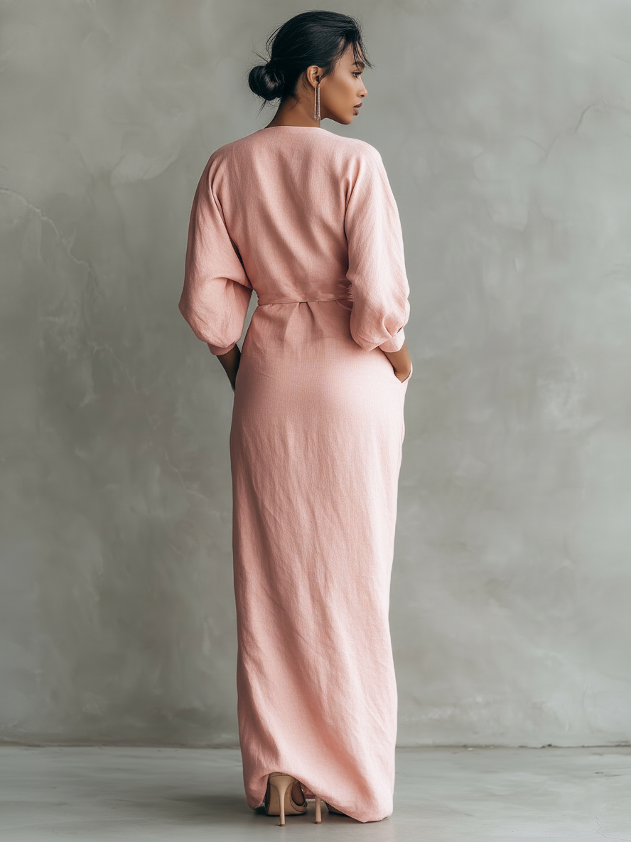 Zahira | Vestido Maxi de Lino con Escote en V