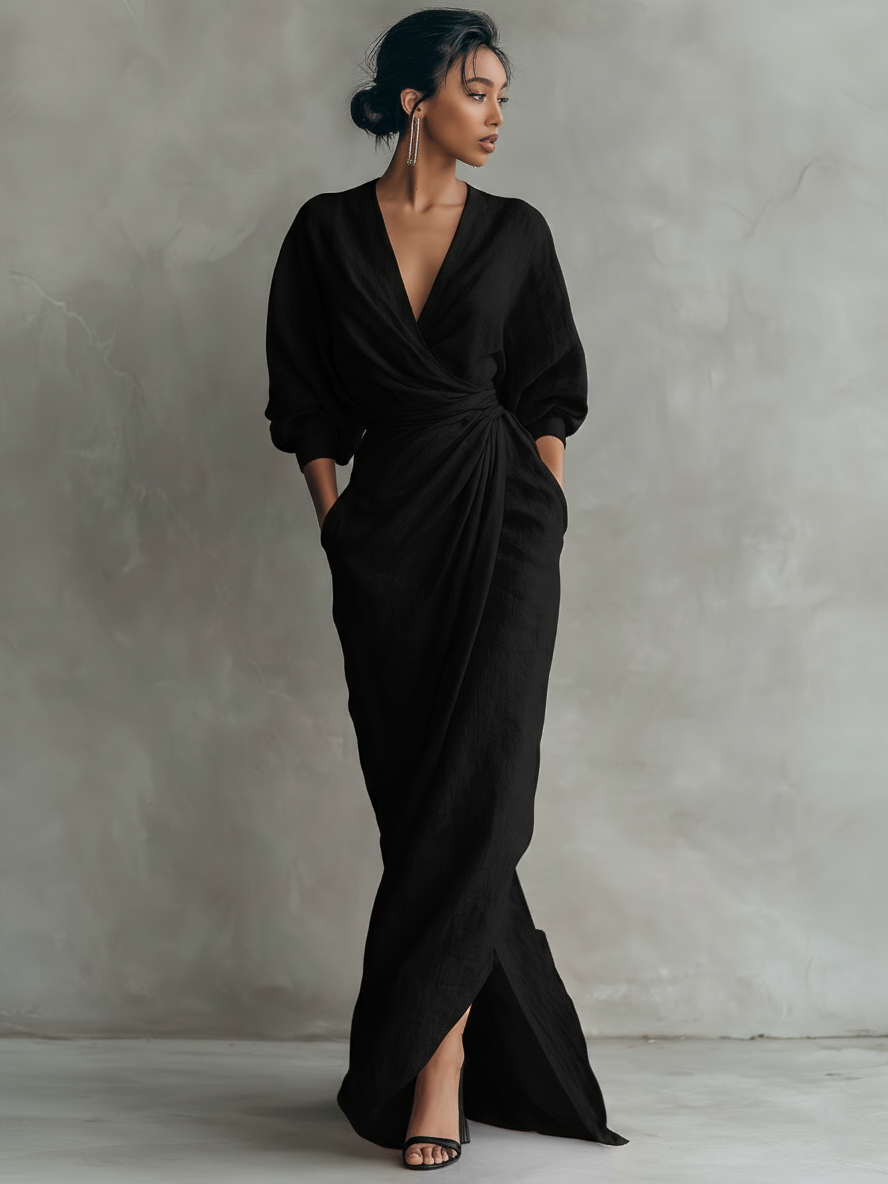 Zahira | Vestido Maxi de Lino con Escote en V