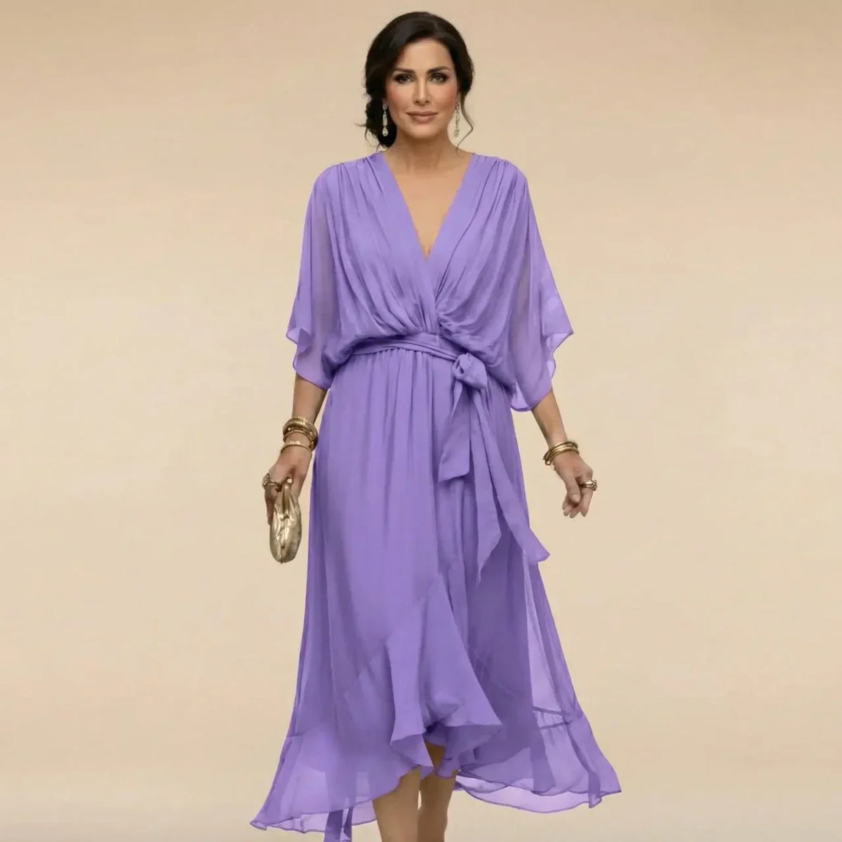Martina | Vestido de mousseline con escote en V
