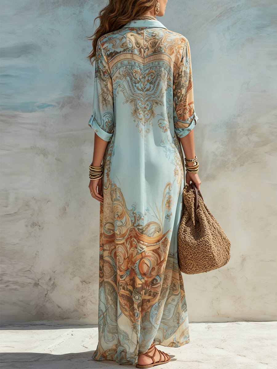 Alejandra | Vestido camisero mediterráneo