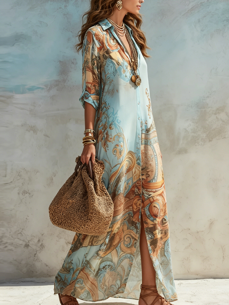 Alejandra | Vestido camisero mediterráneo