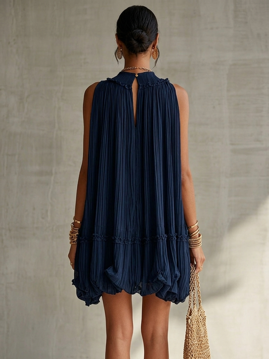 Valeria | Vestido mini de mousseline azul marino