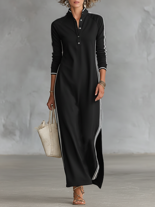 Yulia | Vestido Maxi de sudadera con botones