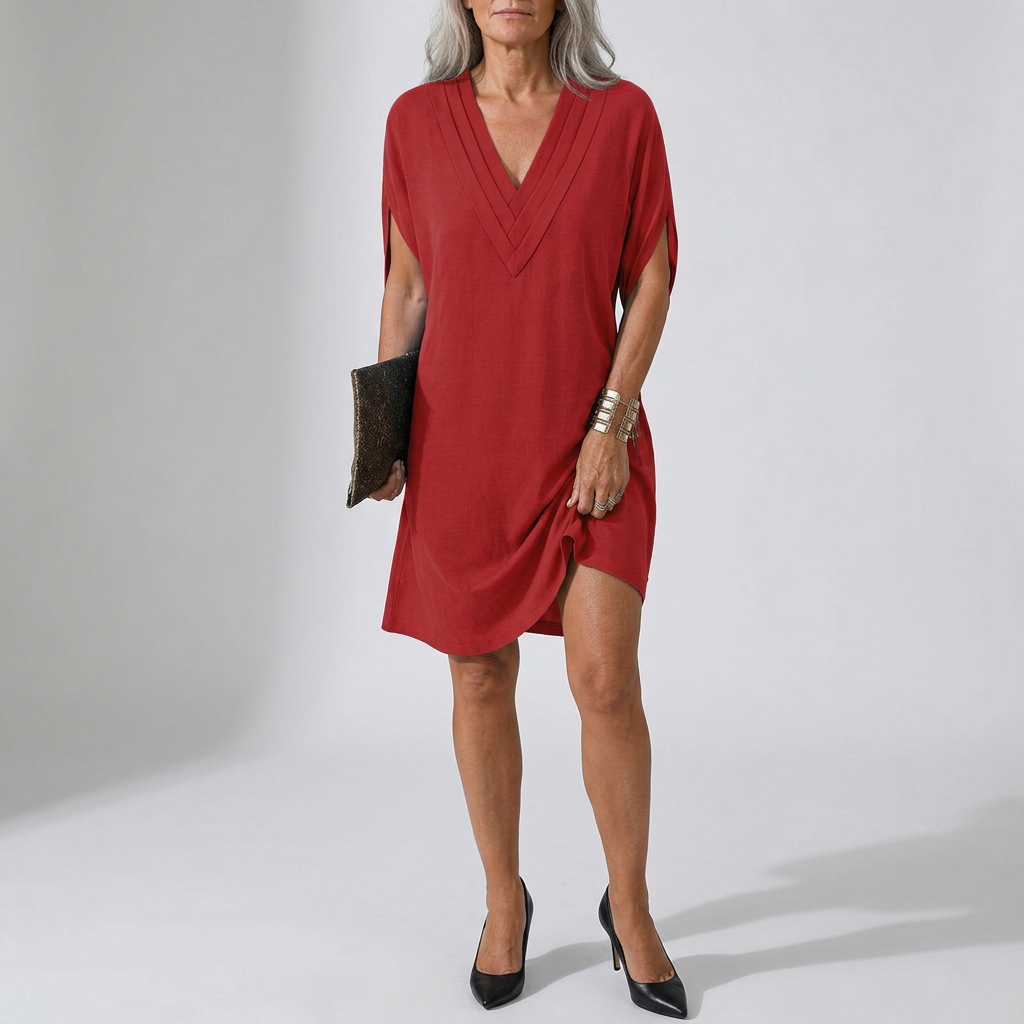 Eva | Vestido elegante con escote en V y falda fluida