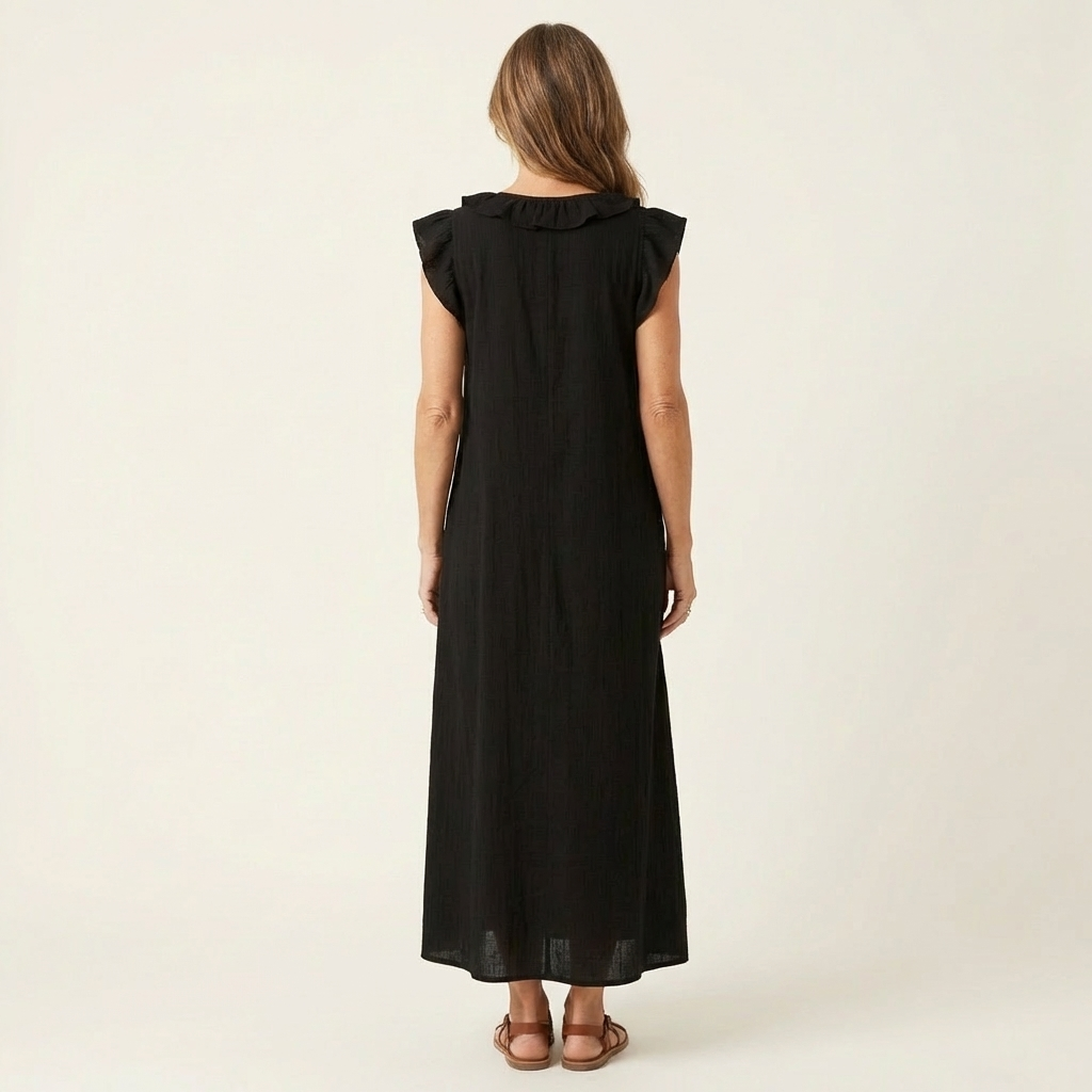 Anita | Vestido largo con escote en V y volantes
