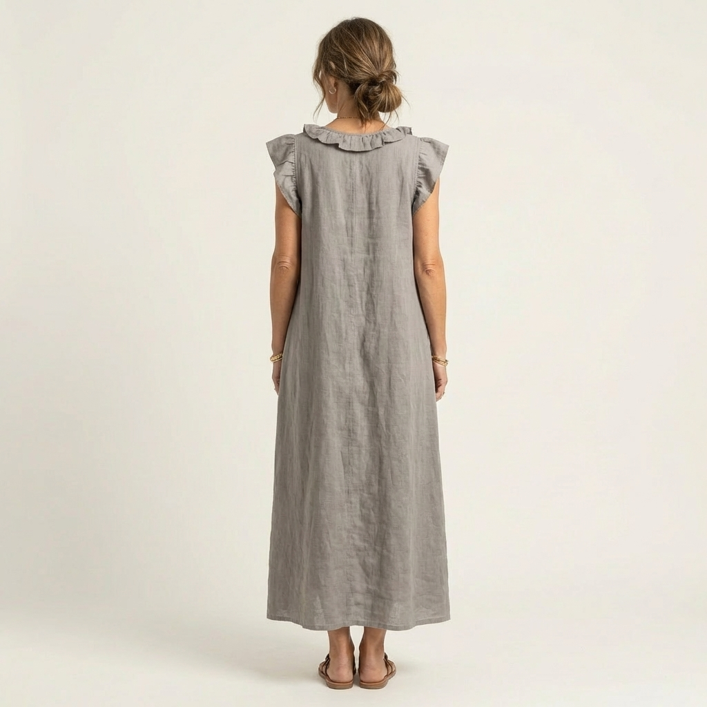 Anita | Vestido largo con escote en V y volantes