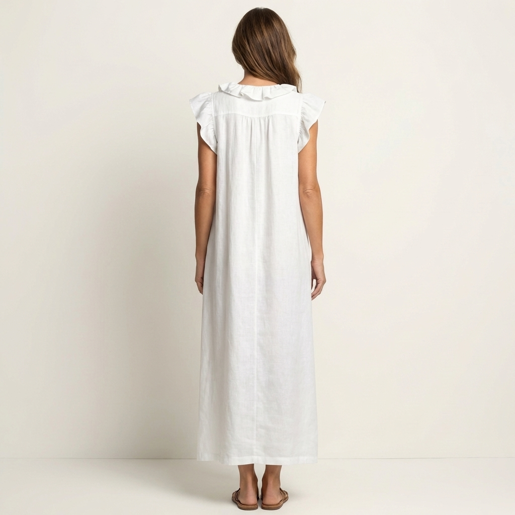 Anita | Vestido largo con escote en V y volantes