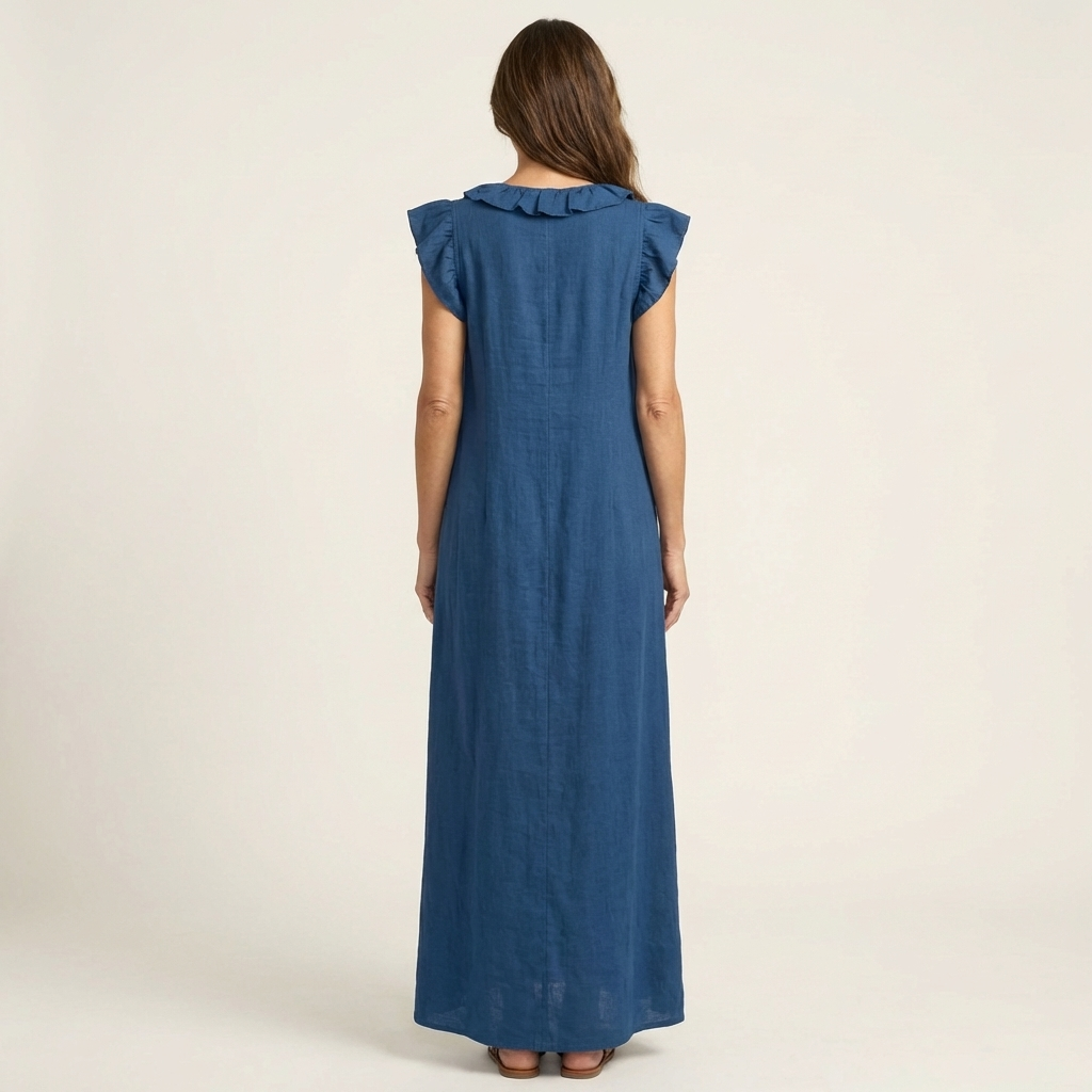 Anita | Vestido largo con escote en V y volantes