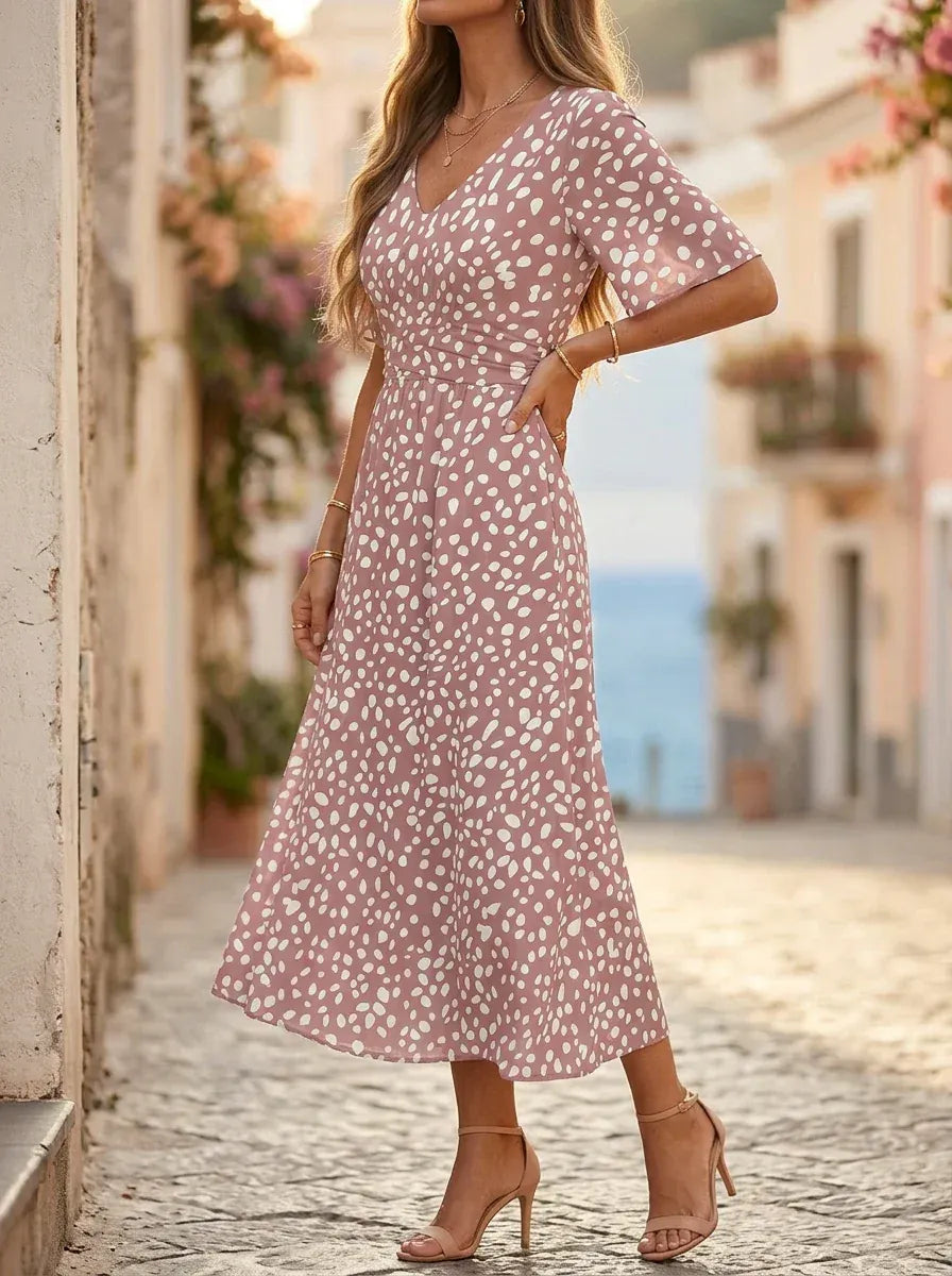 Isabela | Vestido midi de lunares elegante