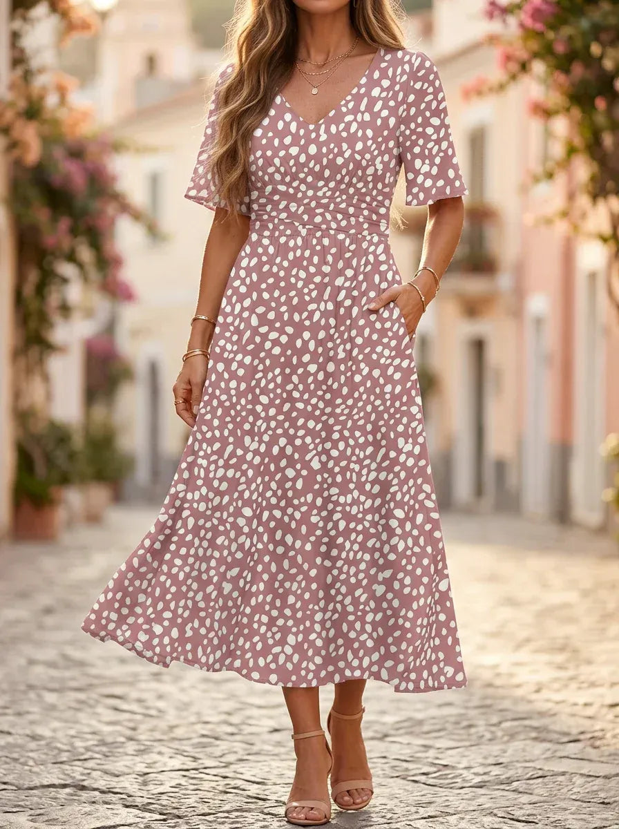 Isabela | Vestido midi de lunares elegante