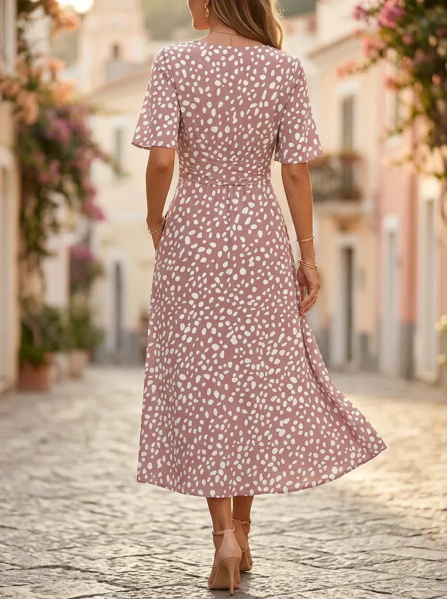 Isabela | Vestido midi de lunares elegante