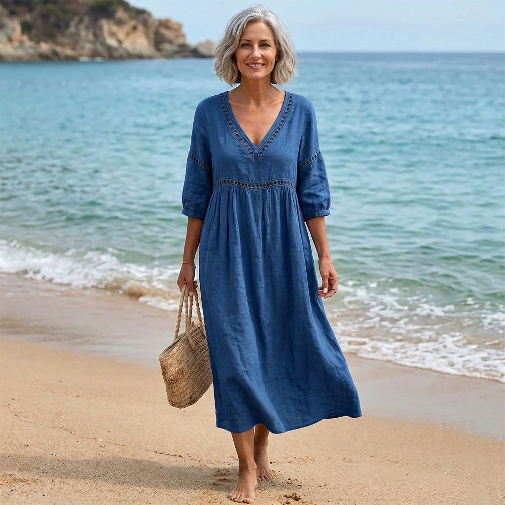 Marisol | Vestido midi bohemio con escote en V