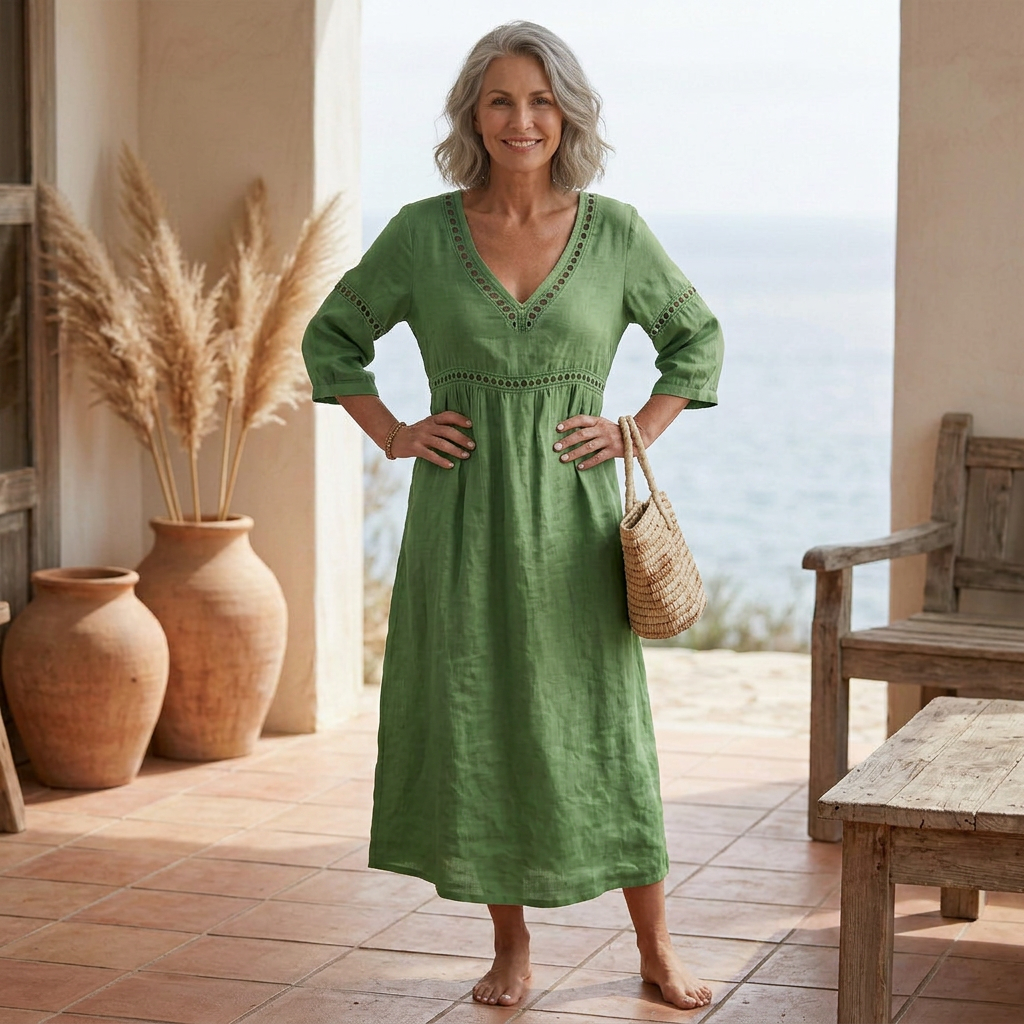 Marisol | Vestido midi bohemio con escote en V