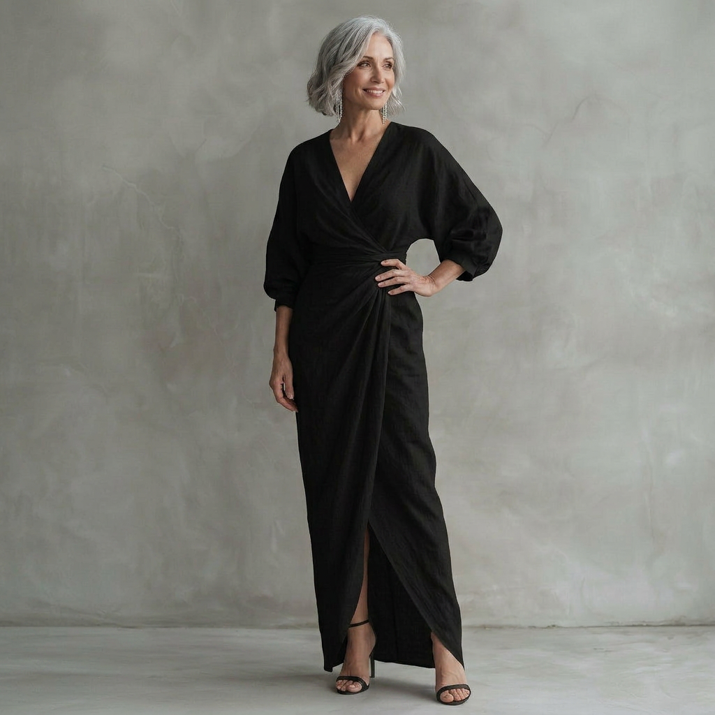 Rosa | Vestido largo elegante con escote tipo cartera