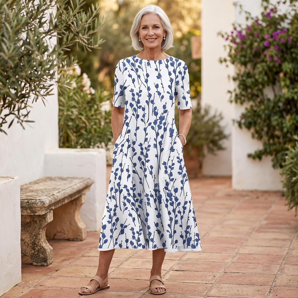 Marina | Vestido ligero de algodón con estampado floral