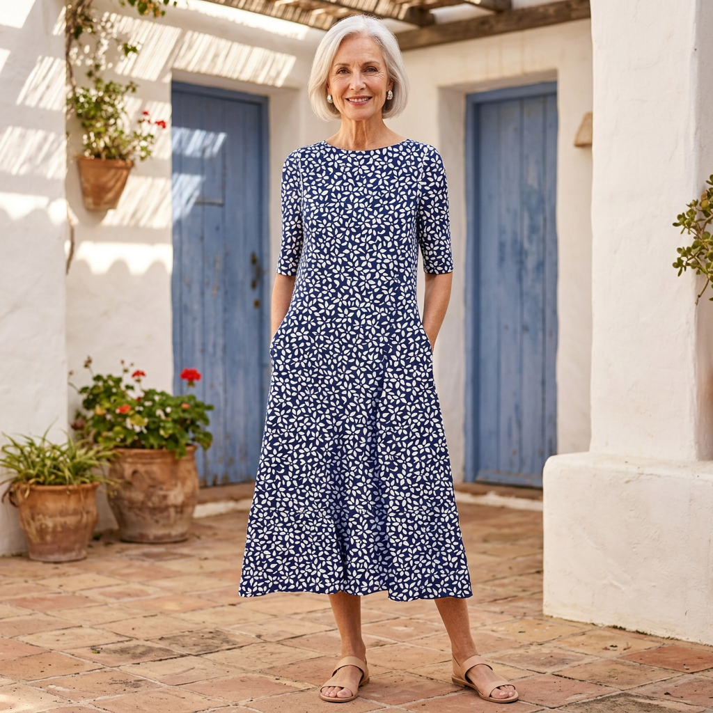 Marina | Vestido ligero de algodón con estampado floral