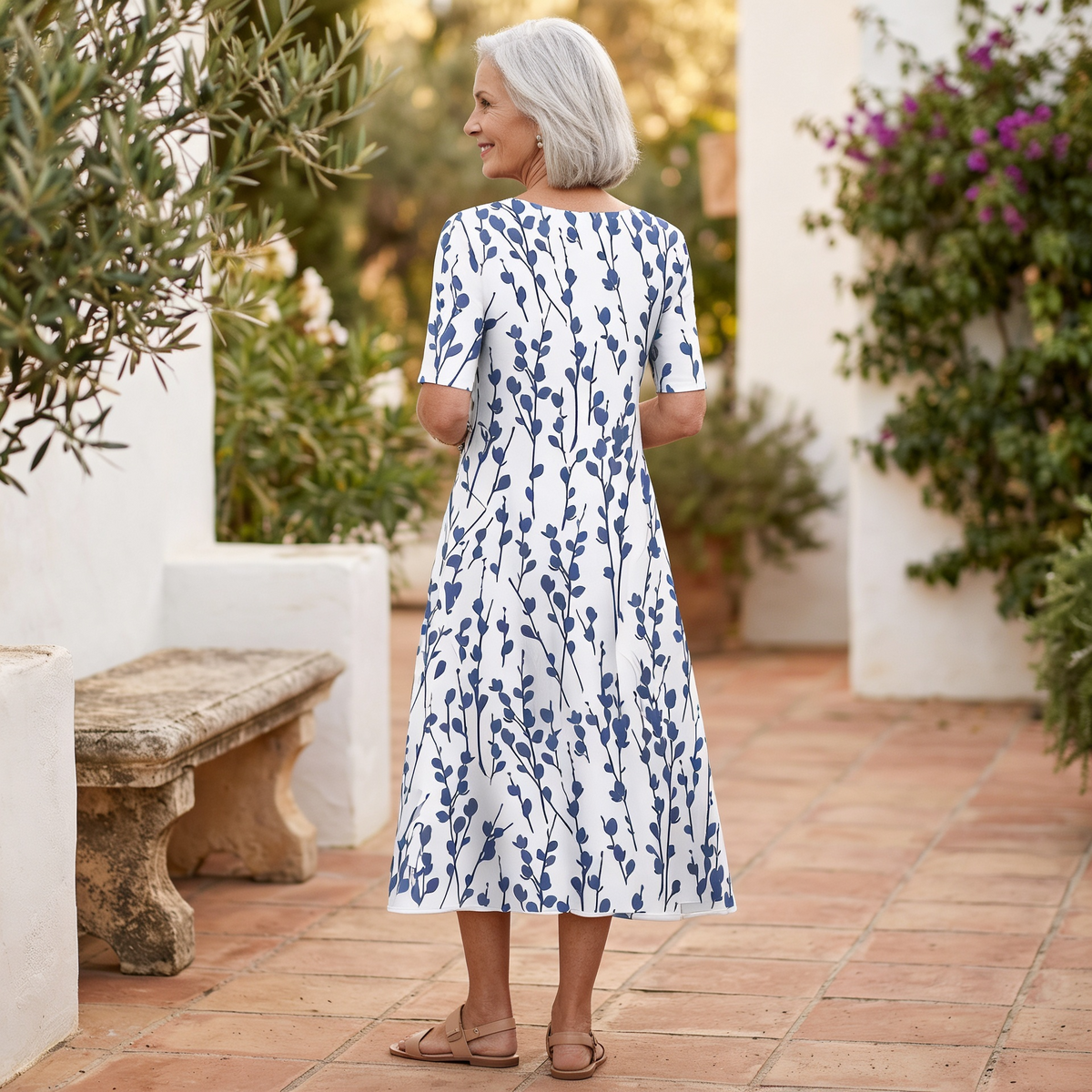 Marina | Vestido ligero de algodón con estampado floral