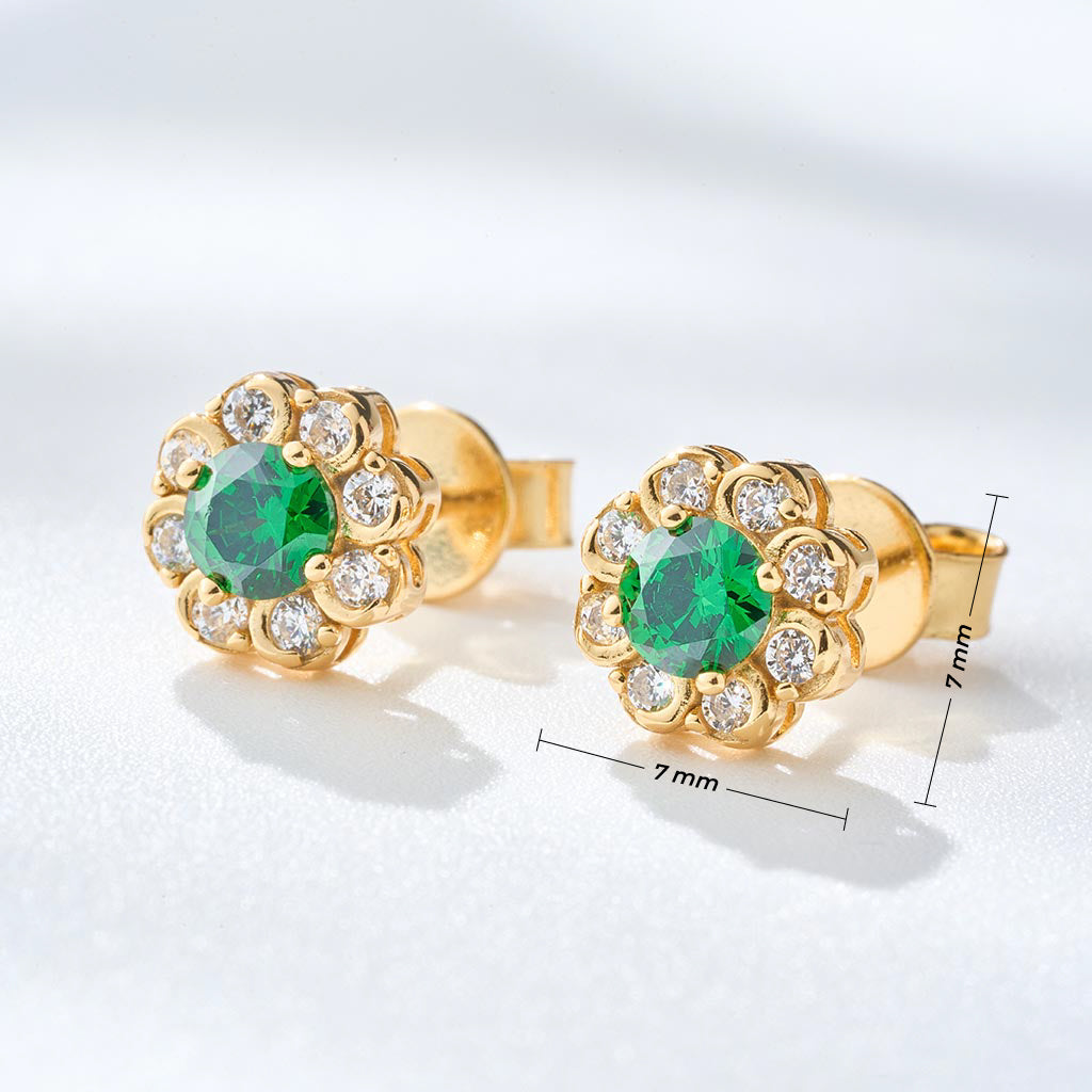 Aretes Dalia Esmeralda - Pendientes florales con gema esmeralda