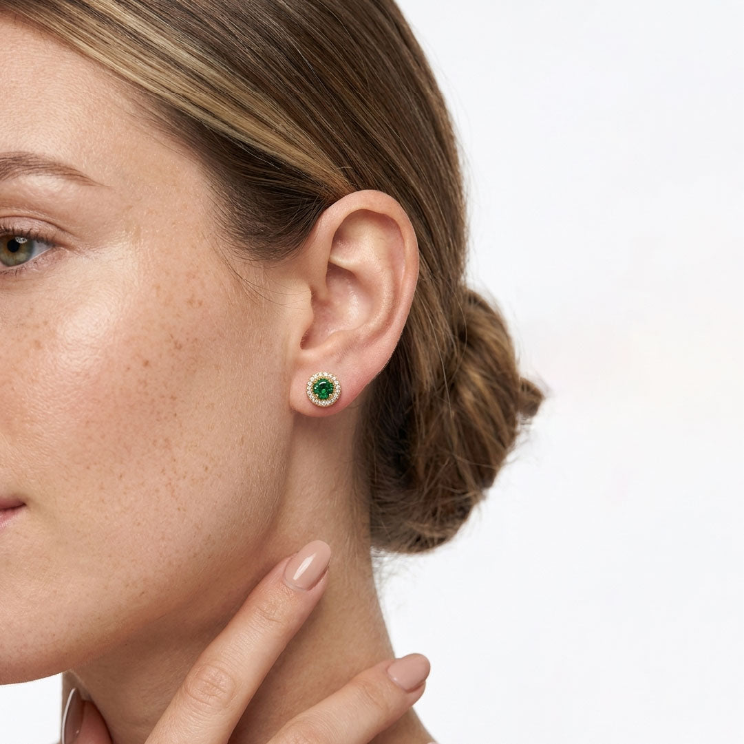 Aretes de Cristal Esmeralda Brillantes