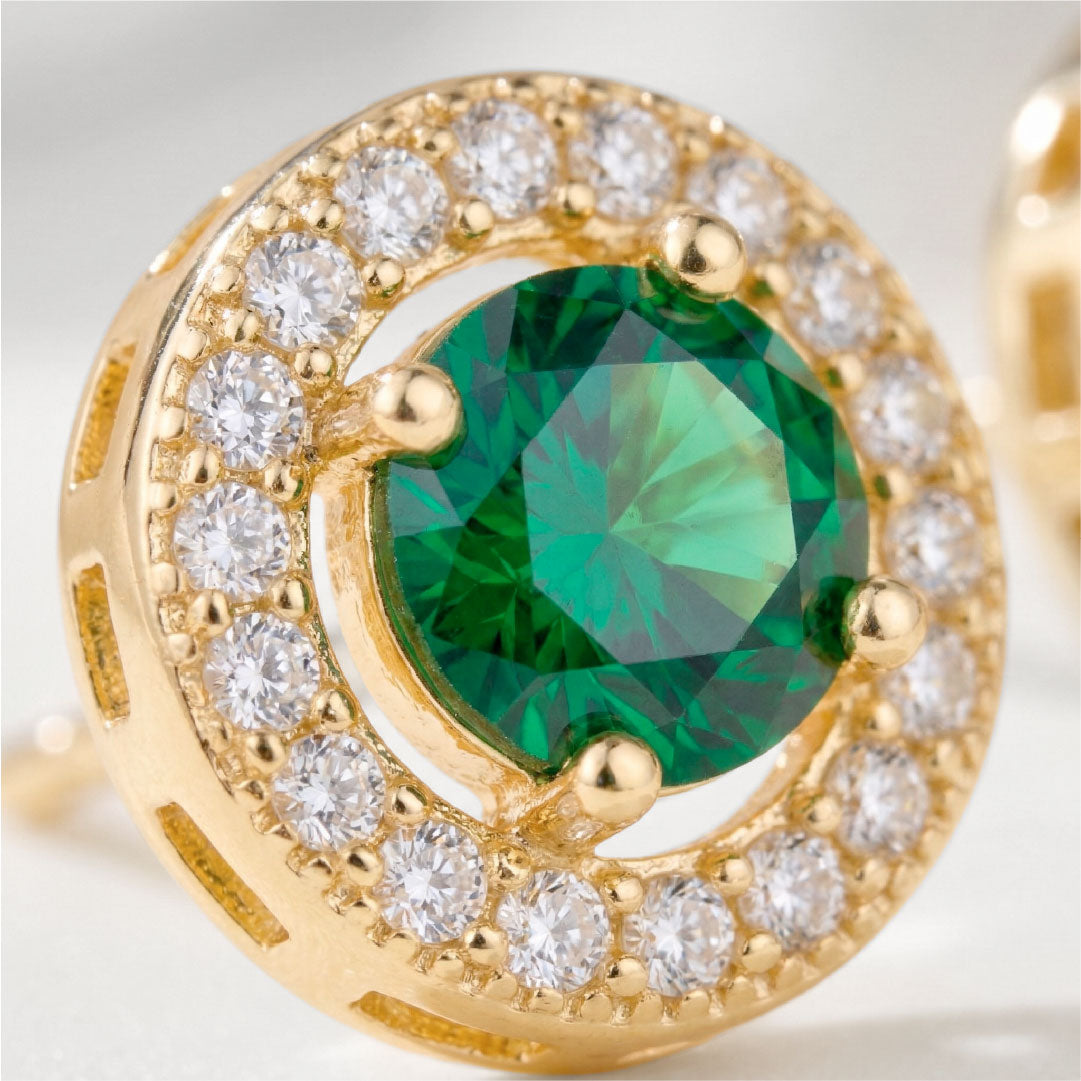 Aretes de Cristal Esmeralda Brillantes