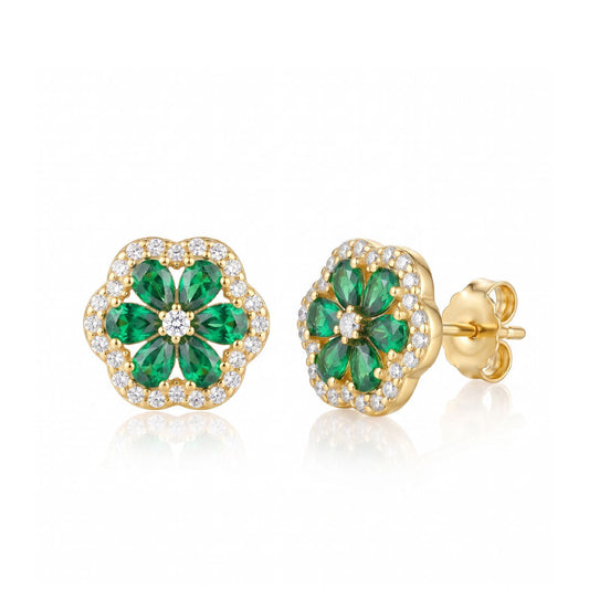 Aretes Daisy Esmeralda - Pendientes con Esmeralda en Diseño Floral