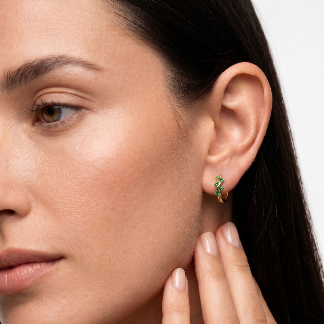 Aretes Esmeralda Lila - Brillantes y Elegantes